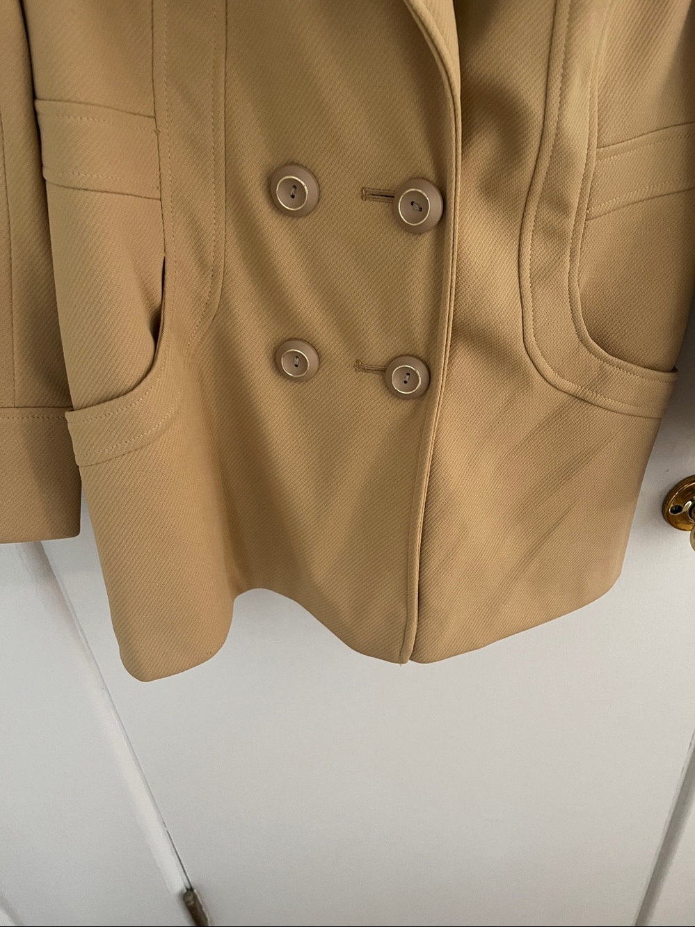 1960’s Mary Jane Classic Women's Tan Double-Breasted Coat - Picture 3 of 9